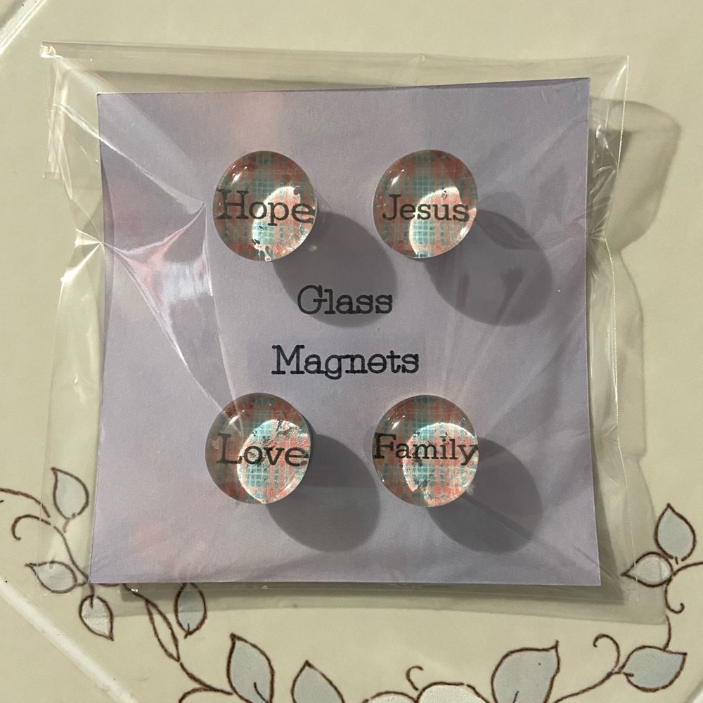 4/$15 Handmade Inspirational Glass Magnets Set